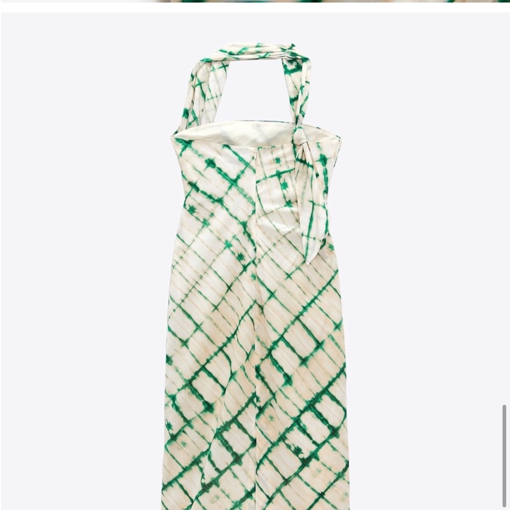 ZARA NWT Elegant Green and White Women's Dress - Picture 10 of 11